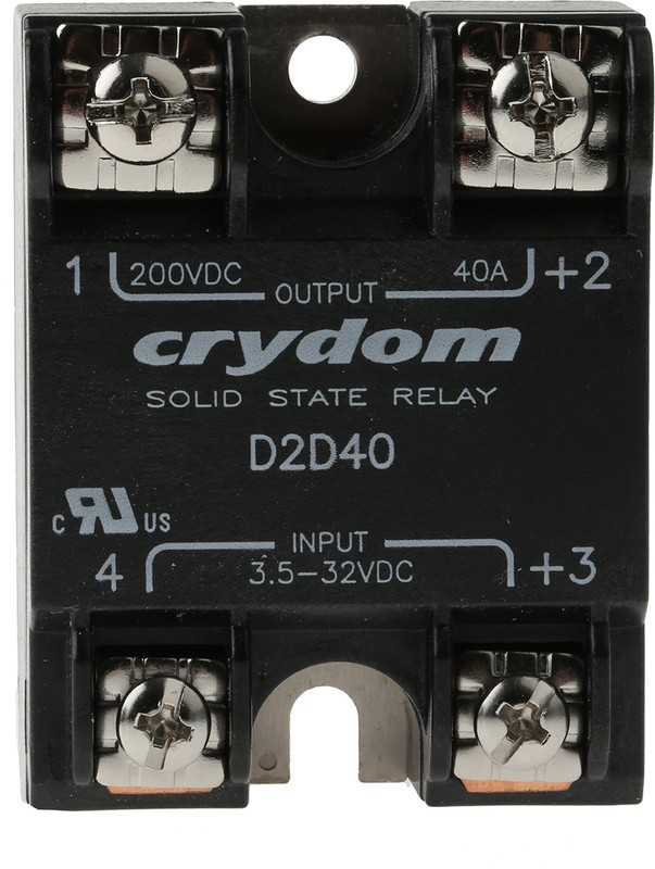 D2D40, Твердотельное реле, SPST-NO, 40 А, 200 В DC, Панель, Винт, DC Переключатель D2D40, Твердотельное реле, SPST-NO, 40 А, 200 В DC, Панель, Винт, DC Переключатель