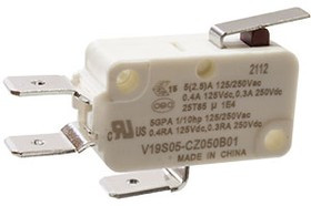 V19S05-CZ050B01, микропереключатель SPDT лапка 250В 5А фастон 6,3мм