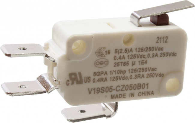V19S05-CZ050B01, микропереключатель SPDT лапка 250В 5А фастон 6,3мм