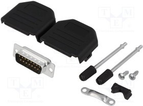 DPPK15-BK-DBP-K, Разъем D-Sub; PIN: 15; вилка; "папа"; пайка; на провод