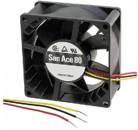 9G0848H101, Вентилятор осевой, 80х80х38мм, 48В DC, 0.2А, 9.6Вт, качения, 5700об/мин, 3 провода