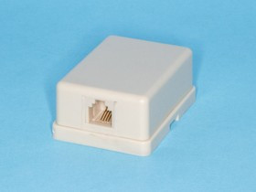 TJCM6P4C, Розетка телефонная, 1 порт RJ-11, бежевая