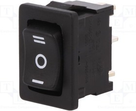 1808.1103, ROCKER; SP3T; Pos: 3; ON-OFF-ON; 6A/250VAC; black; IP40; none; 100m?