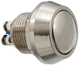 PBS-28B D-12 mm steel, Кнопка антивандальная без подсветки PBS-28B, М12, IP65, 36 В, никелированная латунь