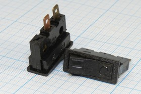 Выключатель клавишный, 2T, 250В/6.3А, ON-OFF, черный/черный, ВК33Н19; №14896В Пкл\\ 6\ON-OFF\\чер\ чер\\2T\ВК33Н19\