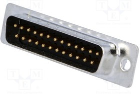 DB25-PT-1, Разъем D-Sub; PIN: 25; гнездо; "папа"; прямой; THT; 5А; 20мОм