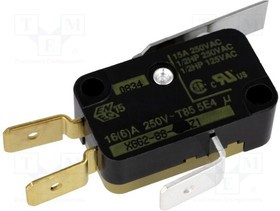 XGG2-88-J22Z1, Переключатель микропереключатель SNAP ACTION, с рычагом, SPDT, 15A/250ВAC