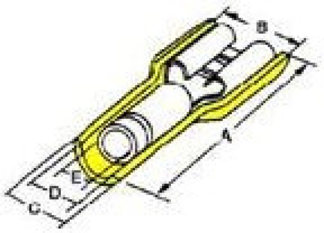 19600-1306, Quick Disconnect Terminal 16-22AWG Brass Yellow F 24.38mm Tin Avikrimp™ T/R 19600-1306, Quick Disconnect Terminal 16-22AWG Brass Yellow F 24.38mm Tin Avikrimp™ T/R