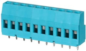 TB009-508-10BE, Fixed Terminal Blocks Terminal block, screw type, 5.08 , horizontal, 10 poles, CUI Blue, slotted screw, PCB mount