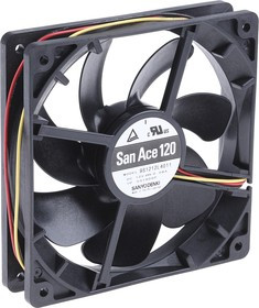 9S1212L4011, San Ace 9S Series Axial Fan, 12 V dc, DC Operation, 81.6m³/h, 960mW, 80mA Max, 119 x 119 x 25mm