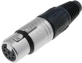 NTR-NC7FX, Вилка, XLR, "мама", PIN: 7, прямой, на провод, пайка, 5А, 3,5-8мм