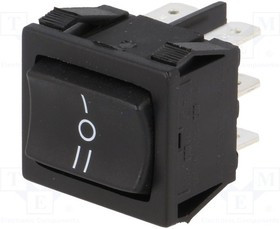 AE-H8670VBAAB, ROCKER; DP3T; Pos: 3; ON-OFF-ON; 10A/250VAC; 10A/28VDC; black; none