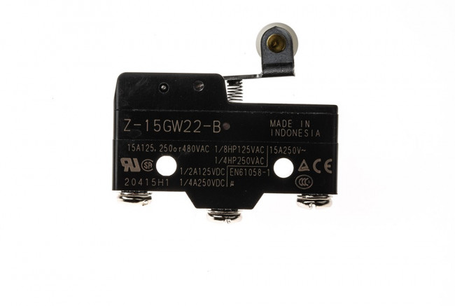 Z-15GW22-B, Микропереключатель, Стандартный, Короткий Петлевой Роликовый Рычаг, SPDT, Винт, 15 А, 250 В Z-15GW22-B, Микропереключатель, Стандартный, Короткий Петлевой Роликовый Рычаг, SPDT, Винт, 15 А, 250 В