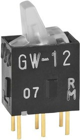 GW12LJPCF, Rocker Switches SPDT ON-ON 0.4VA RED/GRN STRAIGHT PC