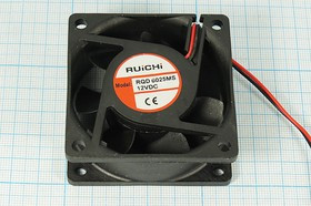 Вентилятор 60x60x25, напряжение 12В, ток 0,15А, выводы 2L, подшипник скольжения, RQD6025MS