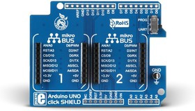 MIKROE-1581, Arduino UNO click shield, Плата расширения для подключения модулей mikroElektronika сер MIKROE-1581, Arduino UNO click shield, Плата расширения для подключения модулей mikroElektronika сер