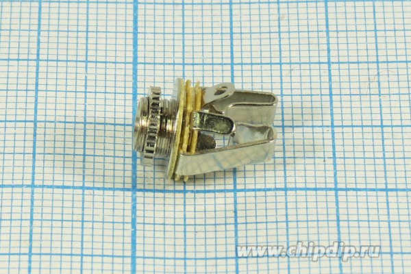 Гнездо Audio Jack стерео 3.5мм, на панель; Q-718 P гн 3,5стерео\3C\пан М6\мет\\1-093