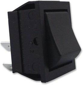 C1350VQ0/1BLK, Клавишный переключатель, Выкл.-Вкл., DPST, Без Подсветки, Панель, Черный, Серия 1350