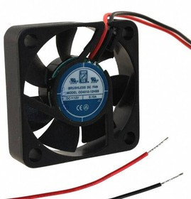 OD4010-12HSS, DC Fans DC Fan, 40x40x10mm, 12VDC, 6.7CFM, 0.1A, 25dBA, 6000RPM, Sealed Sleeve, Leads