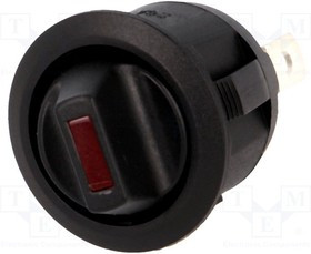 R13112LP02BR0L3, ROCKER; SPST; Pos: 2; ON-OFF; 20A/12VDC; black; LED,point; 12V; 50m?