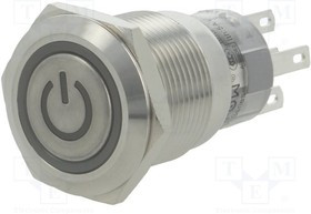 V19-21ET-12G-S, Переключатель: антивандальный, Пол: 2, SPDT, 0,5A/220ВAC, 1A/24ВDC