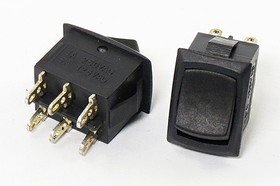 Переключатель клавишный, контакты 6C, 3А, ON-OFF-ON, подсветка черная/черная,