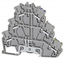 PYK2,5-2FT (серый), 307189 Клеммник пруж.быстрозажимной (Push in) 2-хярусный, с контактами на DIN-ре