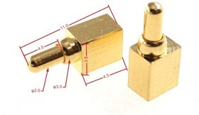 EPP1102 Подпружиненный контакт (pogo-pin) диаметром иглы 2мм (2А). С возможностью горизонтального монтажа