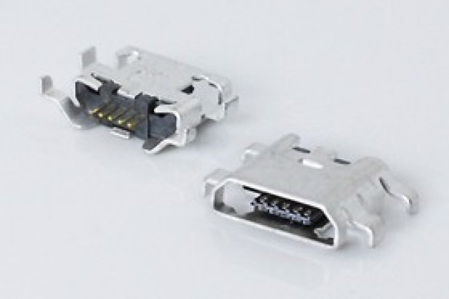 Разъем microUSB REV розетка, тип B, контакты 5C4HP, на плату, microUSBB-5SAD6 REV