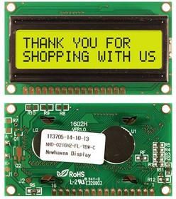 NHD-0216HZ-FL-YBW-C, LCD Character Display Modules &amp; Accessories STN- Y/G Transfl 65.5 x 36.7
