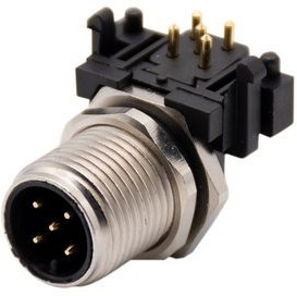 RND 205-01222, Circular Connector, M12, Socket, Right Angle, Poles - 5, Solder, Cable Mount