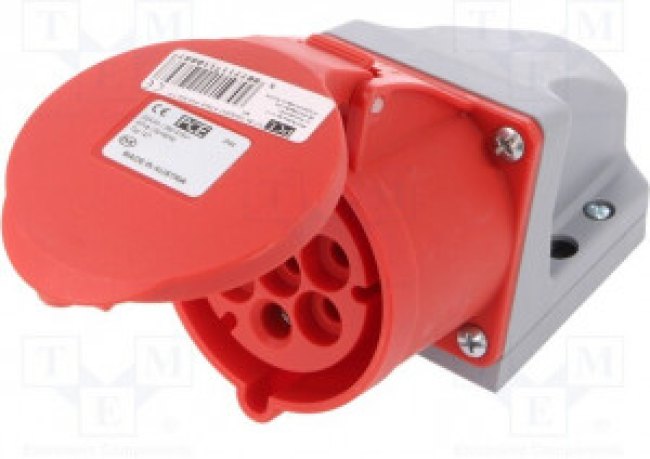 Розетка настенная 7-ми контактная 32А 400V 6P+E IP44 с никелирован. конт. 127-6v Розетка настенная 7-ми контактная 32А 400V 6P+E IP44 с никелирован. конт. 127-6v