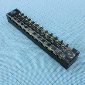 TB-1512, Клеммная колодка винтовая с крышкой 24 контакта (2х12) М3, AWG14, 2мм2, 15А 600В