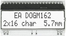 EA DOGM162W-A, LCD Character Display Modules &amp; Accessories FSTN(+) Transmissive White Background