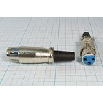 Разъем микрофонный XLR розетка, контакты 3P, монтаж на кабель, MC910-3P