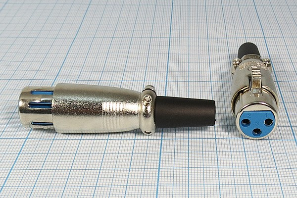 Разъем микрофонный XLR розетка, контакты 3P, монтаж на кабель, MC910-3P