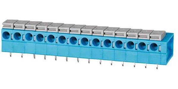 TBL004-508-14BE-2GY, Fixed Terminal Blocks Terminal block, screwless, 5.08, Horizontal, 14 Blue w Grey button