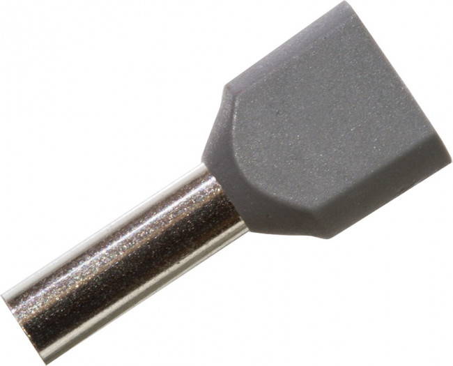 НШВИ(2) 4.0-12, Наконечник штыревой втулочный изолированный серый 2х4.0мм²