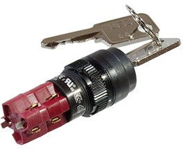 ADD16K6-AR0-2C, переключатель поворотный с ключом 250В/5А IP65 (аналог ADD16K4-AR0-2C)