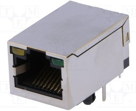 RJ45-TRAFO-LT, Гнездо, RJ45, PIN: 8, экранированный, с LED, Конф: 8p8c, THT