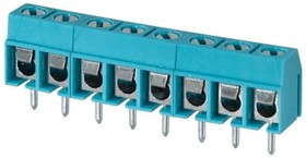 TB002-500-08BE, Fixed Terminal Blocks Terminal block, screw type, 5.00 , horizontal, 8 poles, CUI Blue, slotted screw, PCB mount