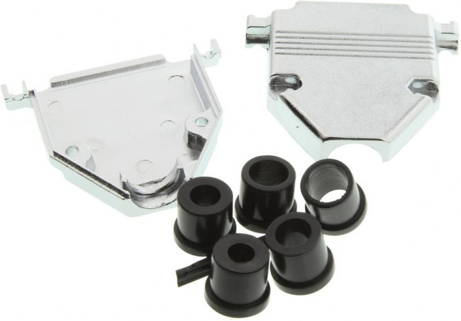40-9725HMG, D-Sub Backshells HOOD METAL 25 POS. W/RUBBER GROMMET