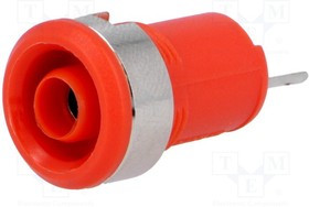 BC-124/R, Гнездо, "банан" 4мм, 10А, 60ВDC, Отв: d12,2мм, красный