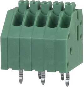 PCB terminal, 5 pole, pitch 2.5 mm, AWG 24-20, 2 A, spring-clamp connection, green, 1990038 PCB terminal, 5 pole, pitch 2.5 mm, AWG 24-20, 2 A, spring-clamp connection, green, 1990038