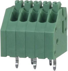 PCB terminal, 5 pole, pitch 2.5 mm, AWG 24-20, 2 A, spring-clamp connection, green, 1990038
