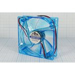 Вентилятор 12В голубой со светодиодами,92x92x25мм шариковый подшипник,2500об/ мин,ВН145B вент 92x92x