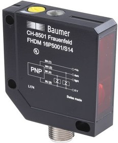 FHDM16P5001/S14, Датчик: оптоэлектронный, Дальность: 20-450мм, PNP, отражательный FHDM16P5001/S14, Датчик: оптоэлектронный, Дальность: 20-450мм, PNP, отражательный