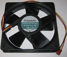 Вентилятор 12В с автоперезапуском, 120x120x25мм,шариковый подшипник,2400об/мин; №ВН173B вент 120x120x25\ 12В\2,4Вт\3L+HU\ ШП\KDE1212PTB3-6A