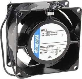 8830N, 8000 N Series Axial Fan, 115 V ac, AC Operation, 36m³/h, 8W, 70mA Max, 80 x 80 x 38mm