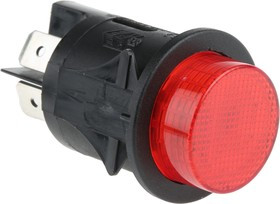 SP6018C1G0000, Illuminated Push Button Switch, Latching, Panel Mount, 25mm Cutout, DPST, Red LED